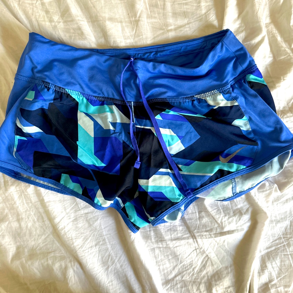 Blue multicolored sports shorts